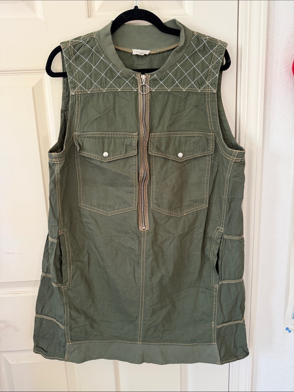 Pilcro Military Green Zip-Front Dress